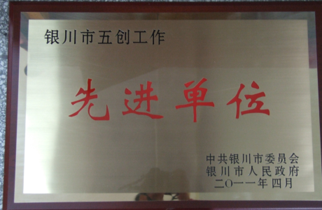 銀川市五創(chuàng)工作先進單位
